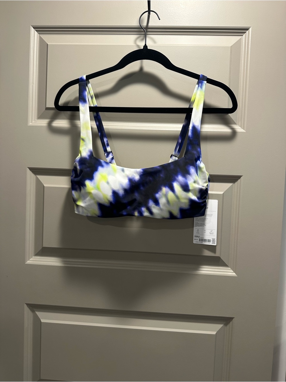 NWT Athleta Tie-Dye Bikini Top in Navy, Yellow & White